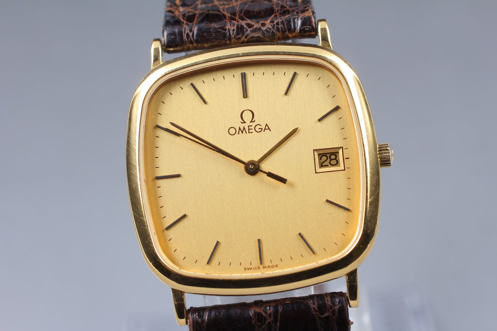 Vintage 1986 [Near MINT] Omega De Ville 196.0317 30mm Quartz Gold Dial Men's
