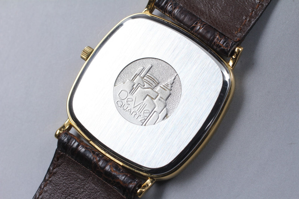Vintage 1986 [Near MINT] Omega De Ville 196.0317 30mm Quartz Gold Dial Men's