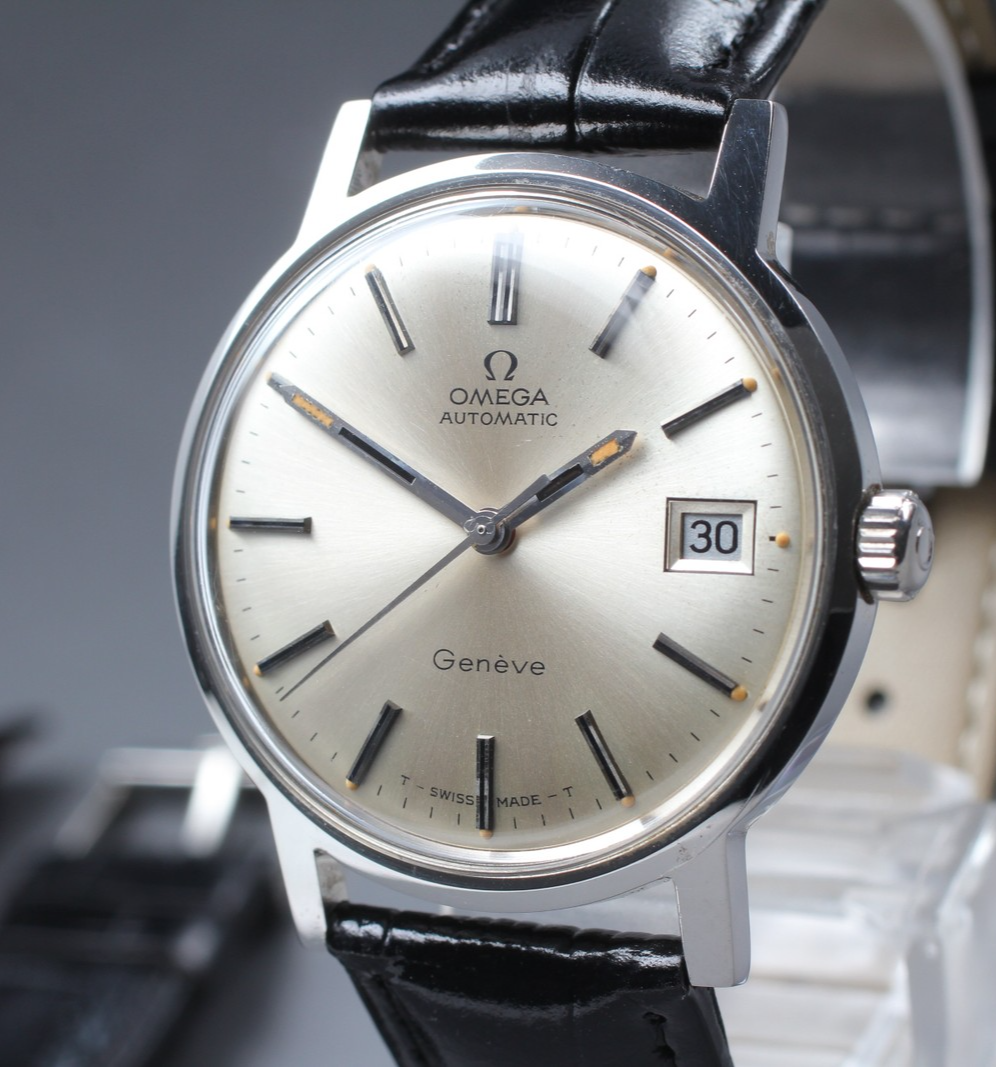 Vintage 1971 [Near MINT] Omega Geneve 166.070 35mm Automatic Silver Dial Men's