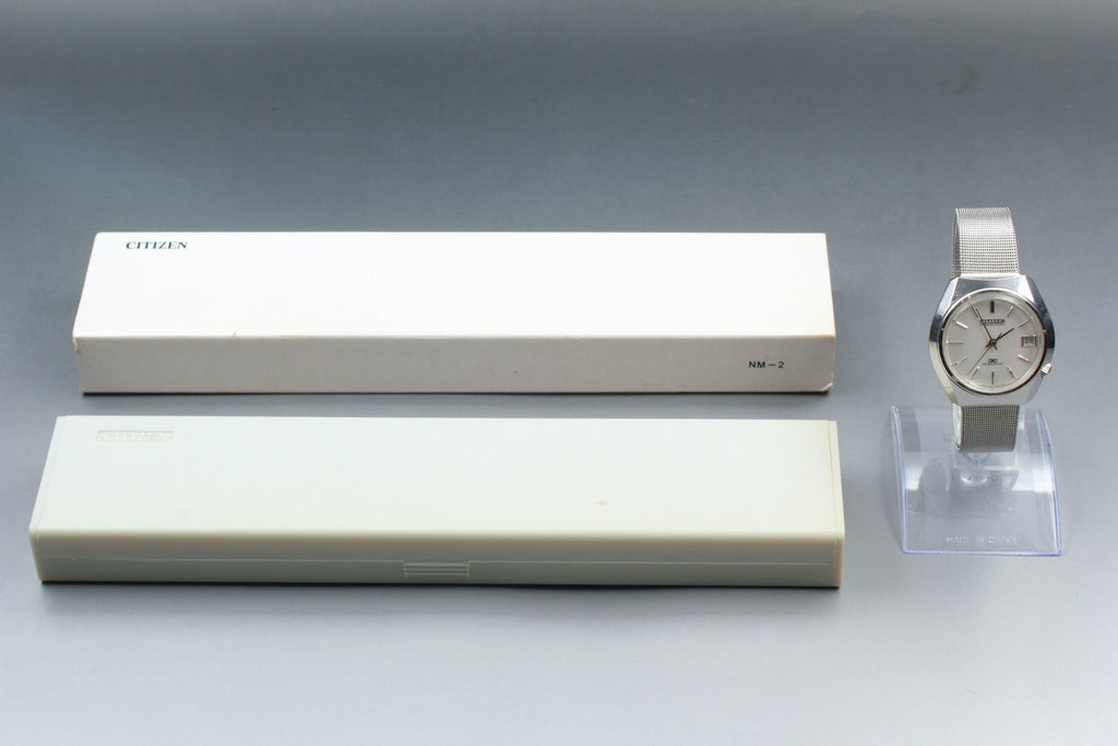 Exc+5 / Box Citizen Tuning Fork Hisonic 3711 Sweep Second Silver Quartz Men's