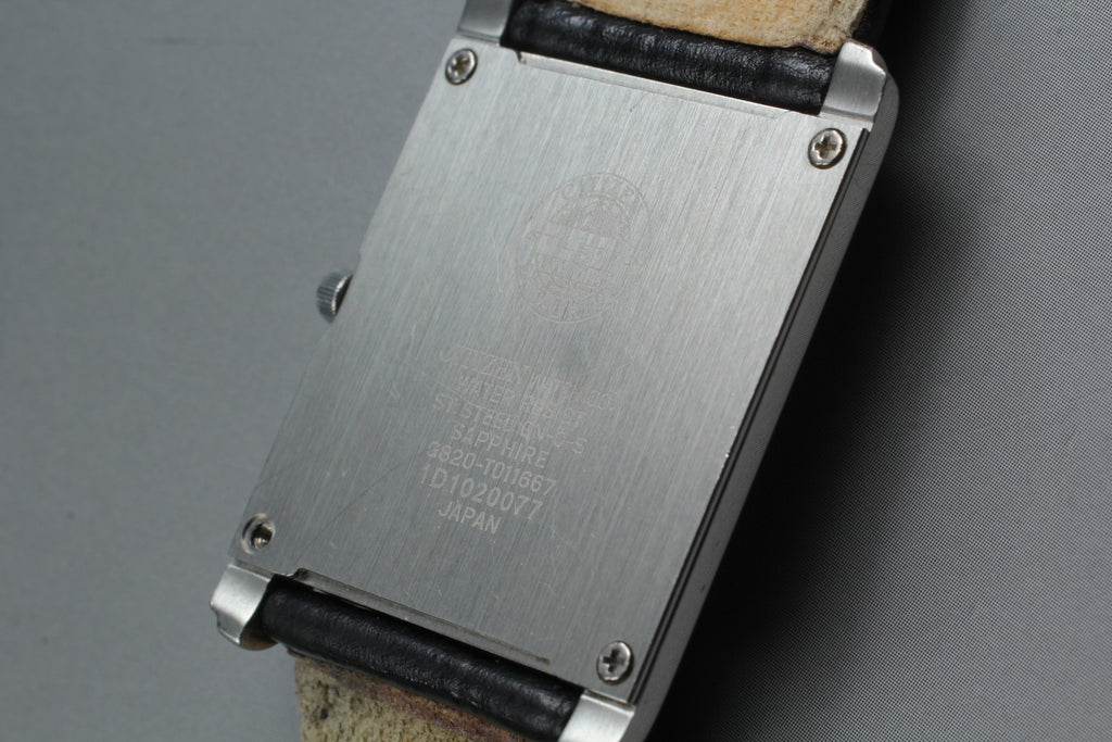 Near MINT Citizen Stiletto Eco-Drive G820 27mm Black Roman Tank Quartz Men's