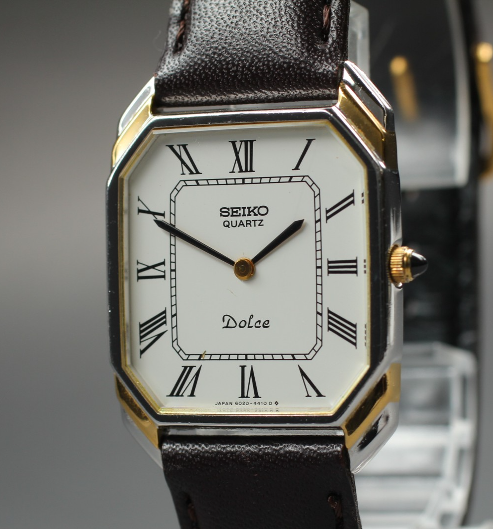 Vintage 1981 [Near MINT] Seiko Dolce 6020-5940 26mm Quartz White Roman Men's