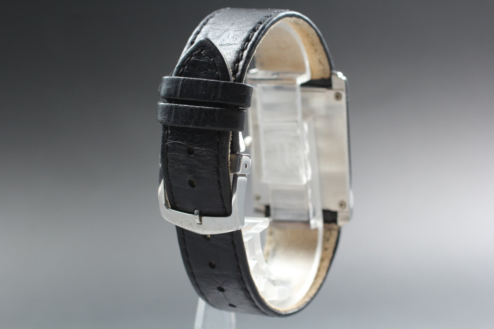 Near MINT Citizen Stiletto Eco-Drive G820 27mm Black Roman Tank Quartz Men's