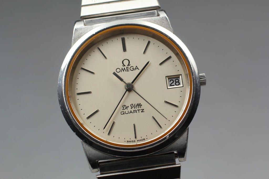 Vintage 1979 [Near MINT] Omega De Ville 195.0159 33mm Quartz Silver Dial Men's