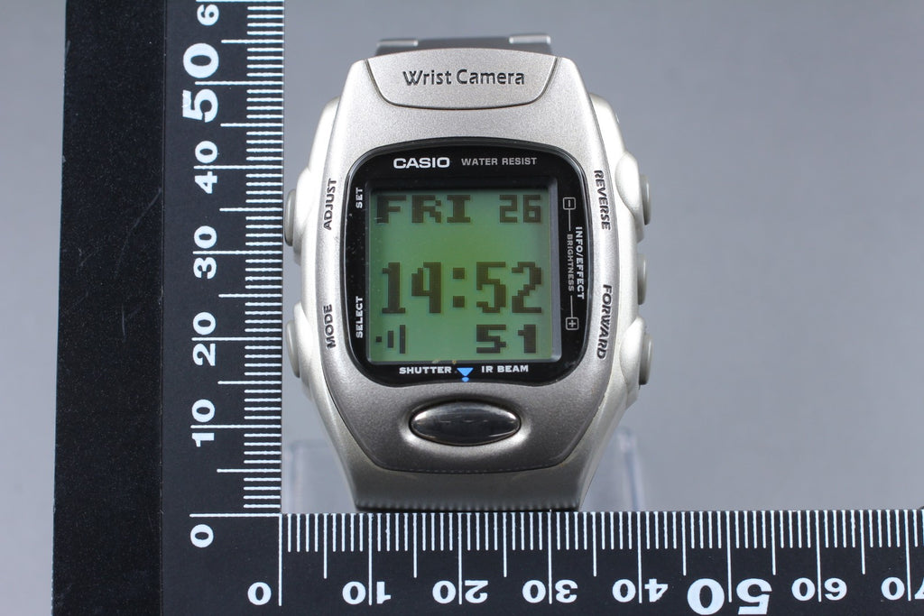 Tested [Near MINT] Vintage Casio Wrist Camera WQV-2 39mm Quartz Silver Men's