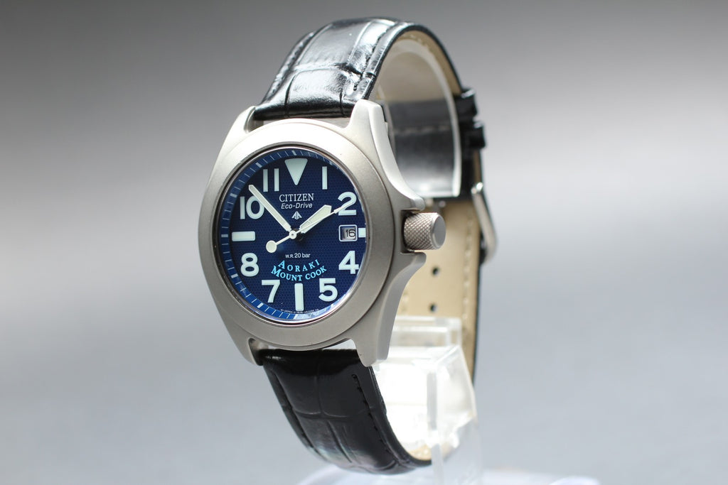 Near MINT Citizen Promaster AORAKI 7828-H30369 39mm Solar Titanium Blue Men's
