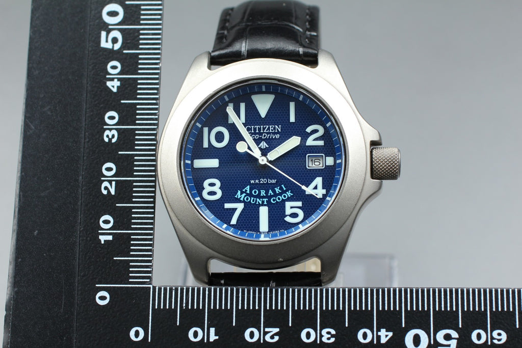 Near MINT Citizen Promaster AORAKI 7828-H30369 39mm Solar Titanium Blue Men's