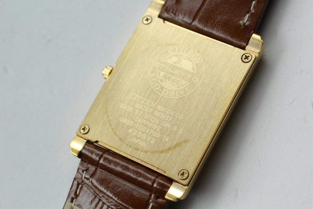 Near MINT Citizen Stiletto Eco-Drive G820-T001700 27mm Solar Roman Tank Men's