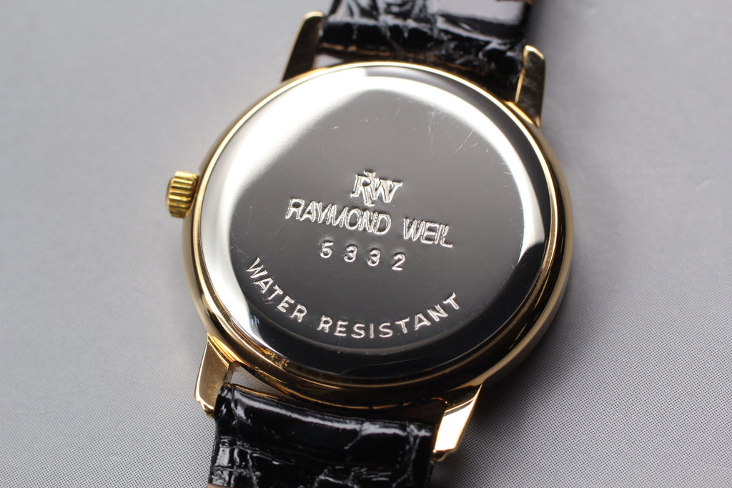 MINT / BOX Vintage Raymond Weil Geneve 5332 24mm Quartz Black Roman Dial Women's