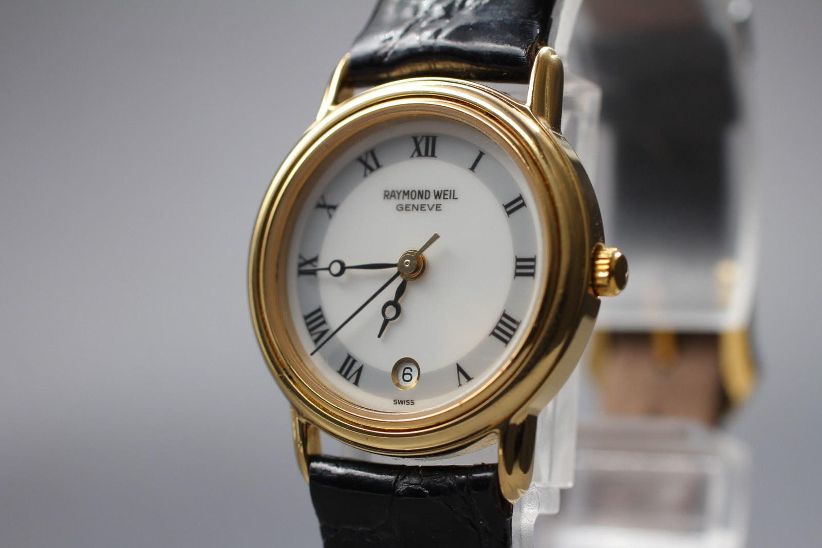 Exc+5 Vintage Raymond Weil Geneve 5532 & 5332 Quartz White Roman Dial Pair Watch