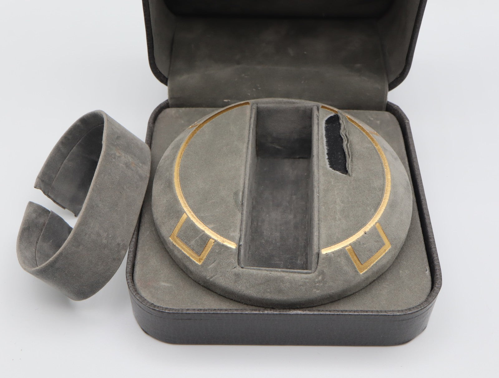 Exc+5 Omega Vintage Gray Watch Box Genuine Case Only Seamaster From JAPAN #1527