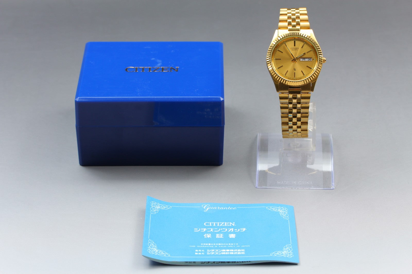 NOS / Box, Paper Vintage Citizen CQ President 6100-S26585 34mm Quartz Gold Men