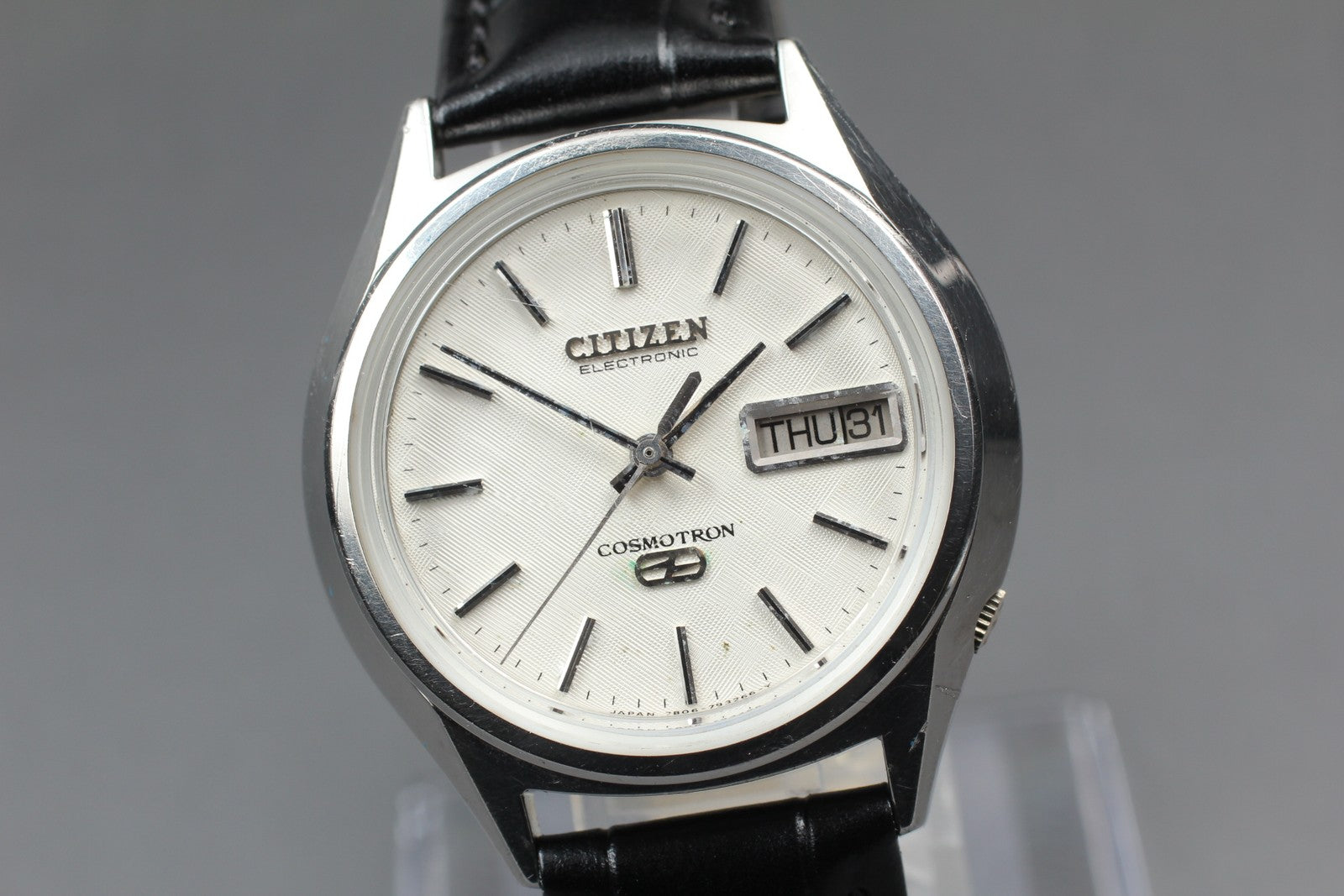 Exc+5 Vintage Citizen Cosmotron 7806A Electronic Sweep second Quartz Silver Men