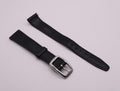 Near MINT Omega Vintage Genuine Black Leather Strap 14mm Silver Buckle Women's