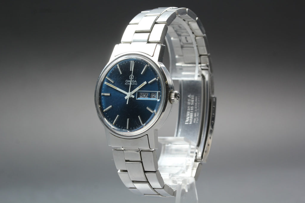 Vintage 1972 [Near MINT] Omega Geneve 166.0117 35mm Automatic Navy Dial Men's