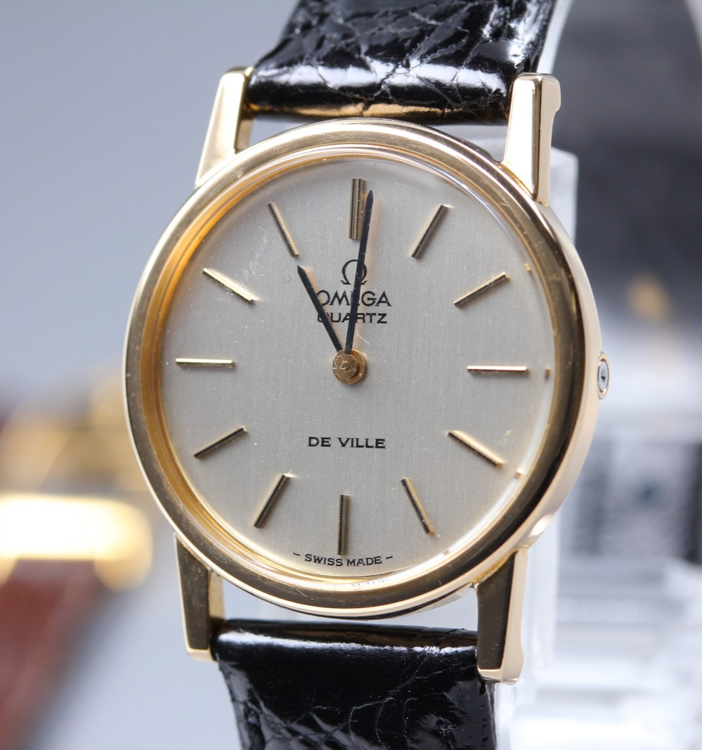 1978 Near MINT OMEGA De Ville 25mm 591.012 Quartz Silver Dial Women's Vintage