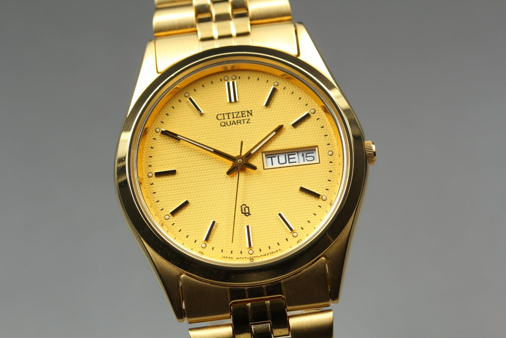 Full Set MINT CITIZEN CQ President 35mm 6100-S96401 Quartz Gold Men's Vintage