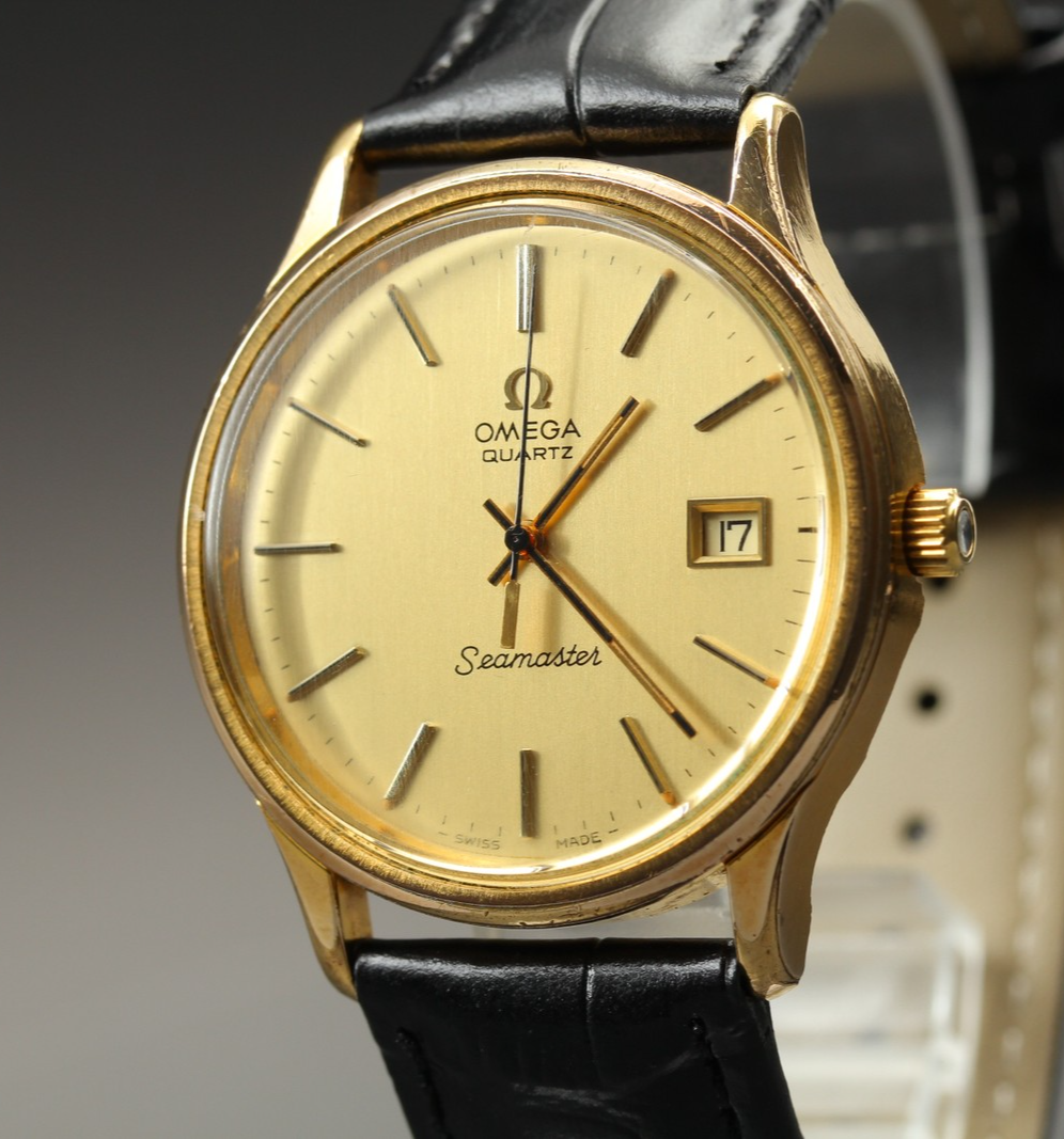 1977 OMEGA Seamaster 196.0106 34mm Quartz Cal.1342 Gold Dial Men's Vintage Exc+5