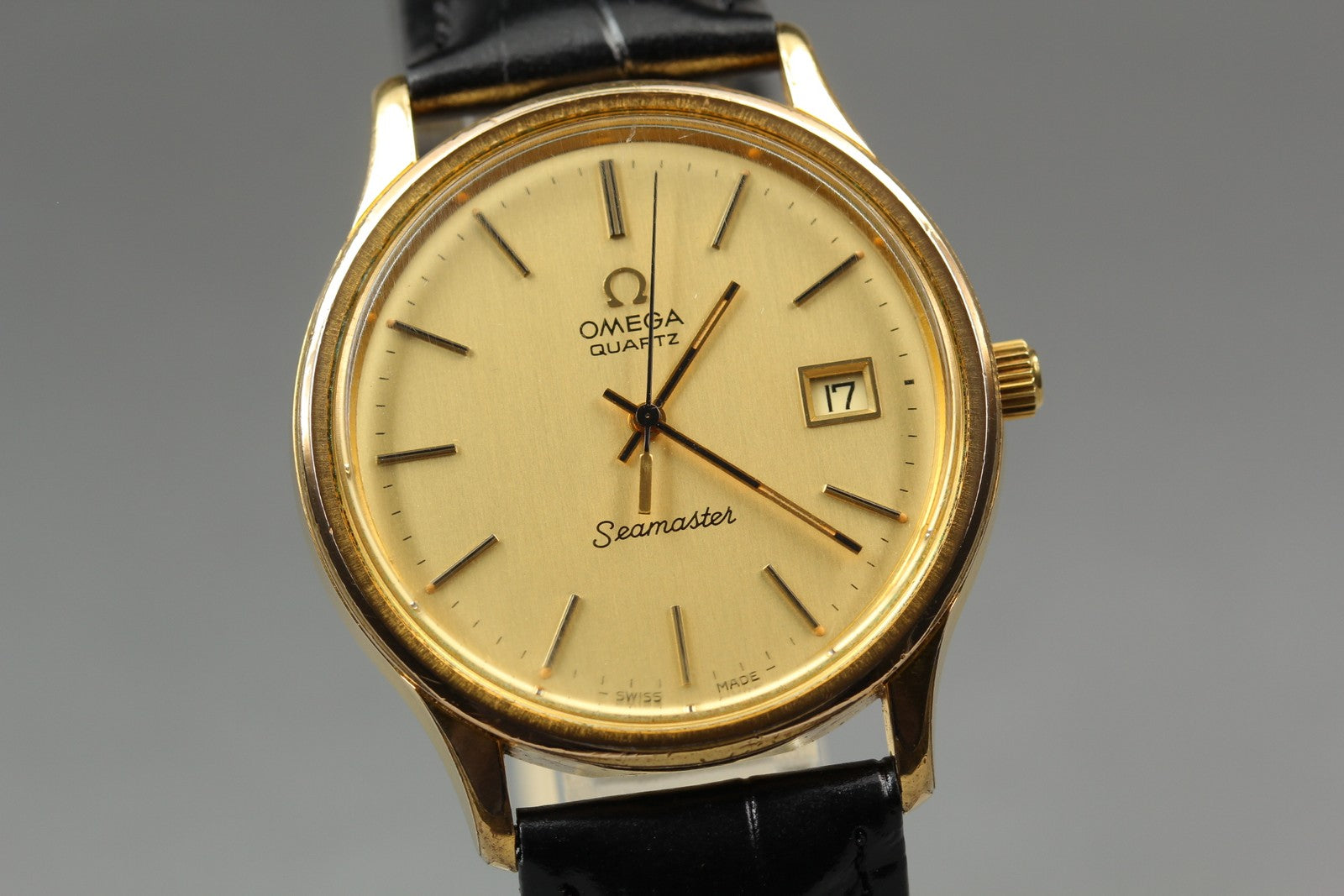 1977 OMEGA Seamaster 196.0106 34mm Quartz Cal.1342 Gold Dial Men's Vintage Exc+5
