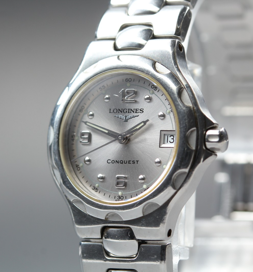 Near MINT LONGINES Conquest 25mm L1.131.4 Quartz Silver Women's Vintage JAPAN