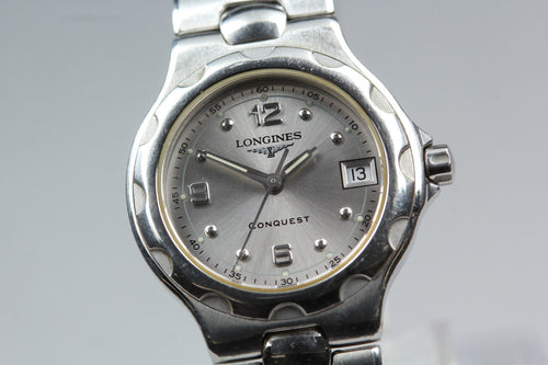 Near MINT LONGINES Conquest 25mm L1.131.4 Quartz Silver Women's Vintage JAPAN