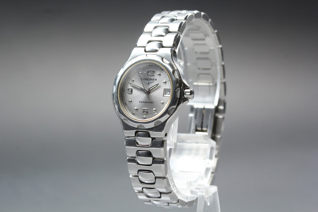 Near MINT LONGINES Conquest 25mm L1.131.4 Quartz Silver Women's Vintage JAPAN