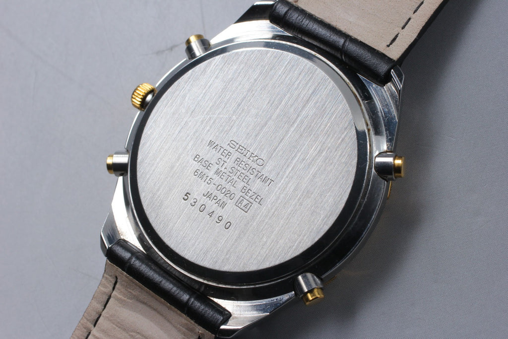 1995 Near MINT SEIKO World Timer 39mm 6M15-0020 Chronograph Quartz Men Vintage