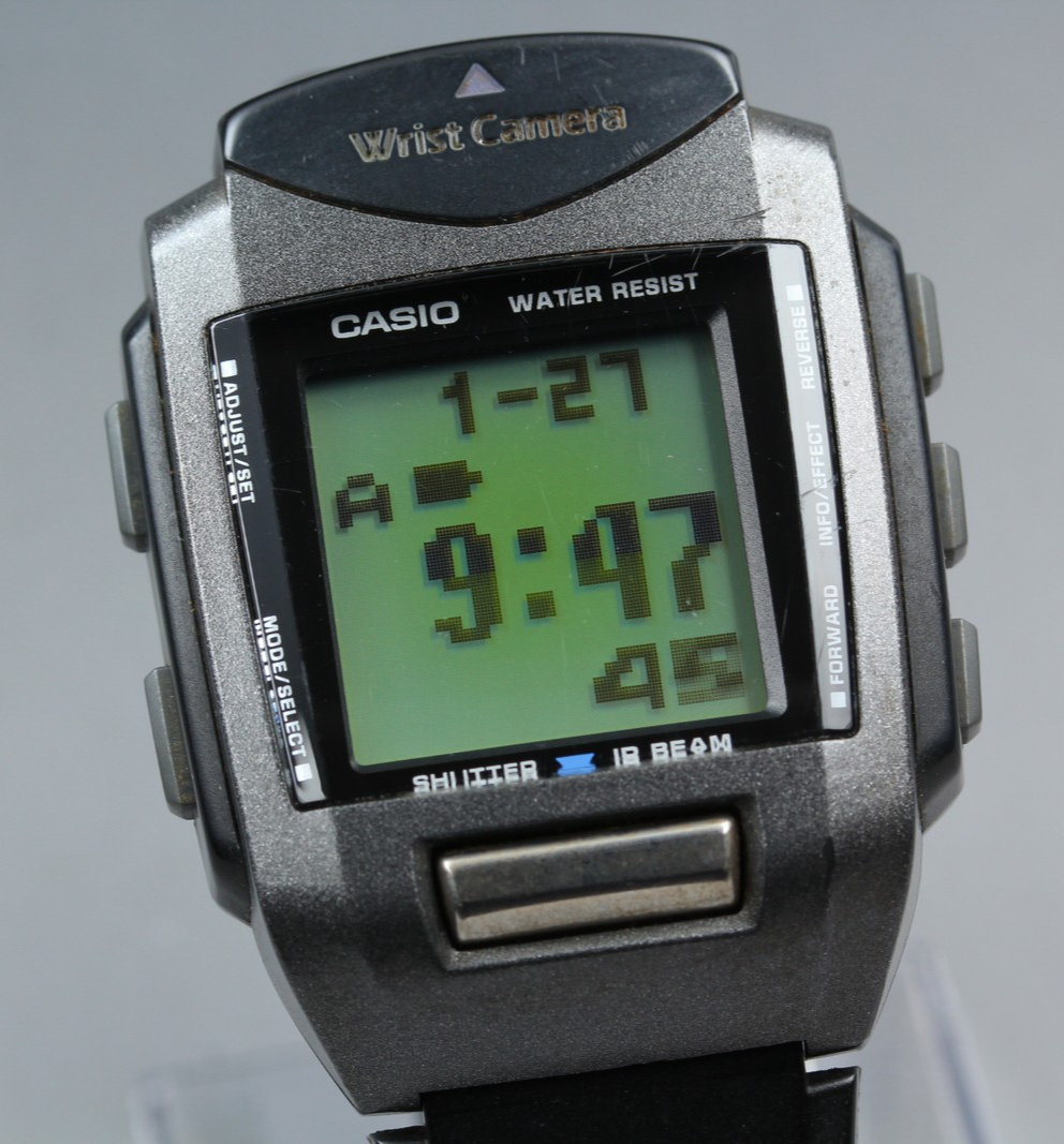 2000s Tested Exc+5 Casio Wrist Camera WQV-1 39mm Quartz Black Gray Men's Vintage