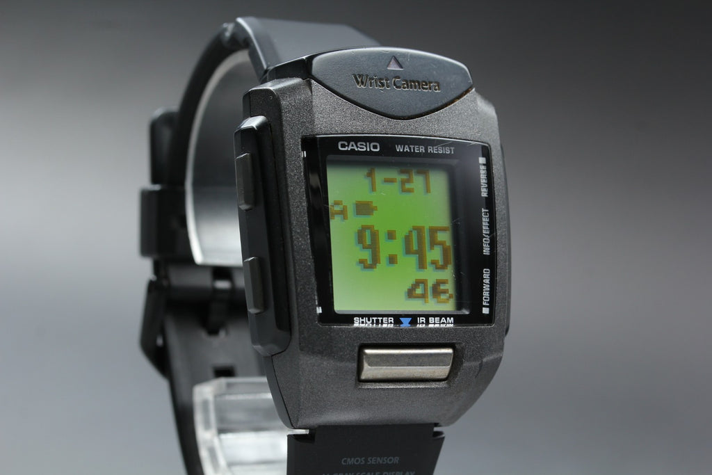 2000s Tested Exc+5 Casio Wrist Camera WQV-1 39mm Quartz Black Gray Men's Vintage