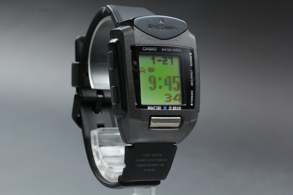 2000s Tested Exc+5 Casio Wrist Camera WQV-1 39mm Quartz Black Gray Men's Vintage