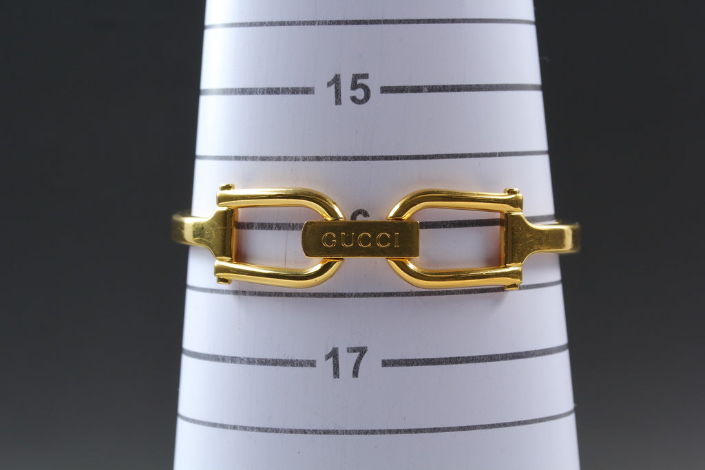 Near MINT Vintage GUCCI 1500 12mm Quartz Gold Dial Bangle Women's From JAPAN