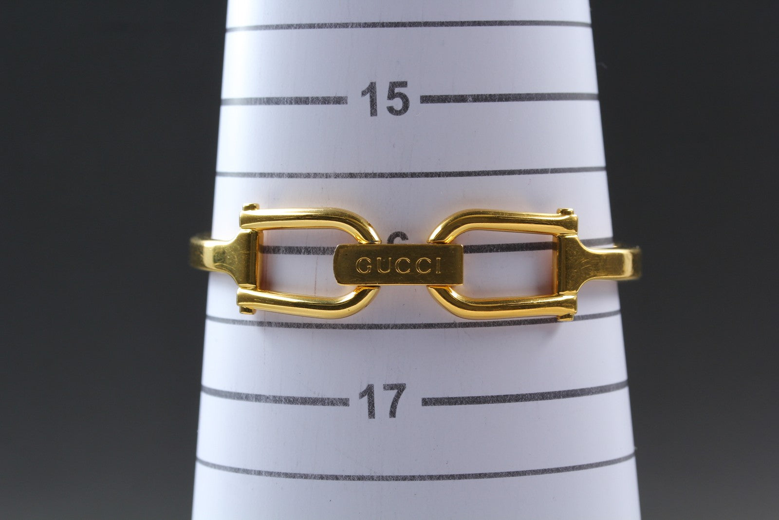 Near MINT Vintage GUCCI 1500 12mm Quartz Gold Dial Bangle Women's From JAPAN