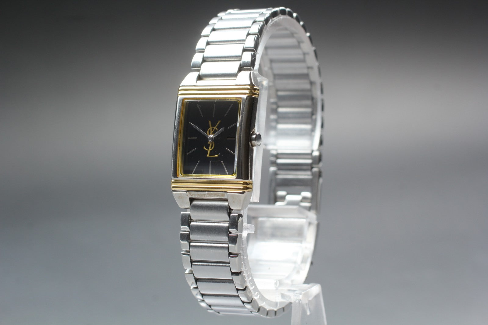 Near MINT Yves Saint Laurent 5421-H04732 18mm Quartz Black Tank Women's Vintage