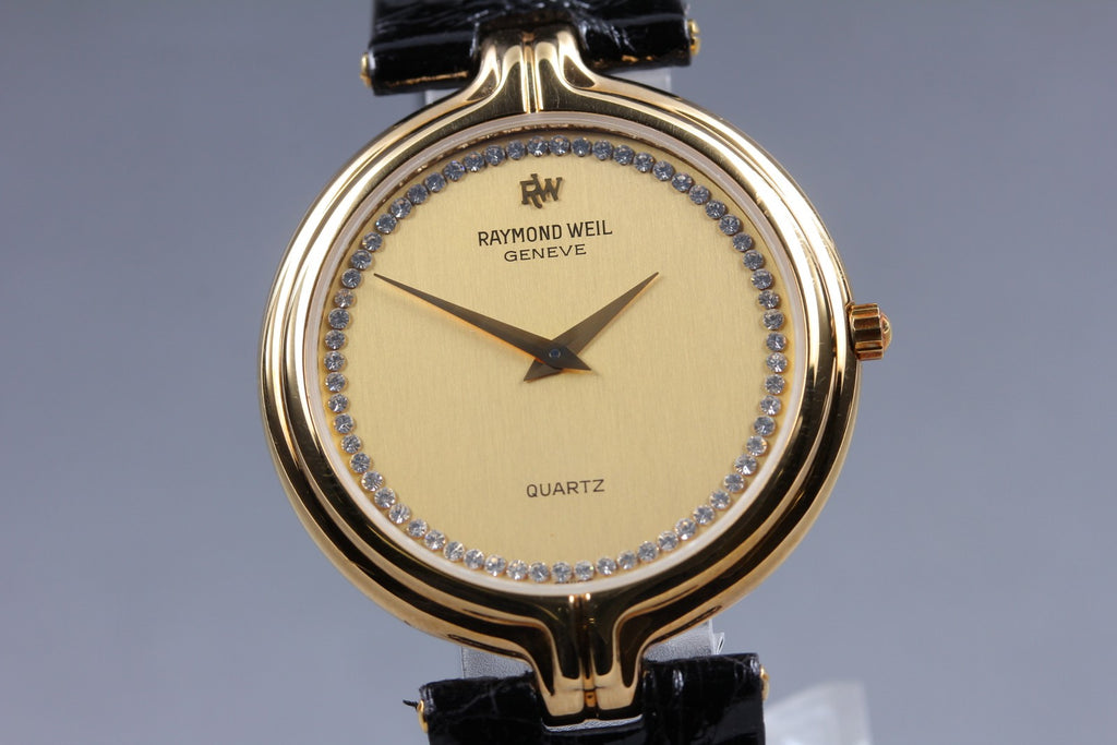 MINT Raymond Weil Geneve 3729 32mm Quartz Gold Dial Unisex Vintage From JAPAN