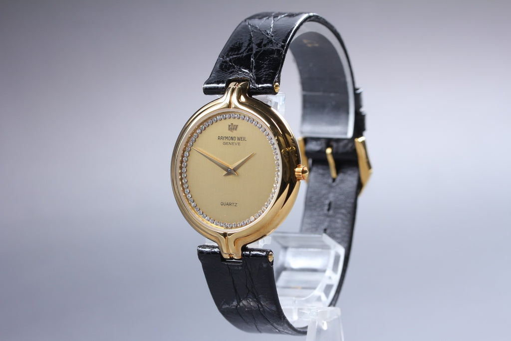 MINT Raymond Weil Geneve 3729 32mm Quartz Gold Dial Unisex Vintage From JAPAN