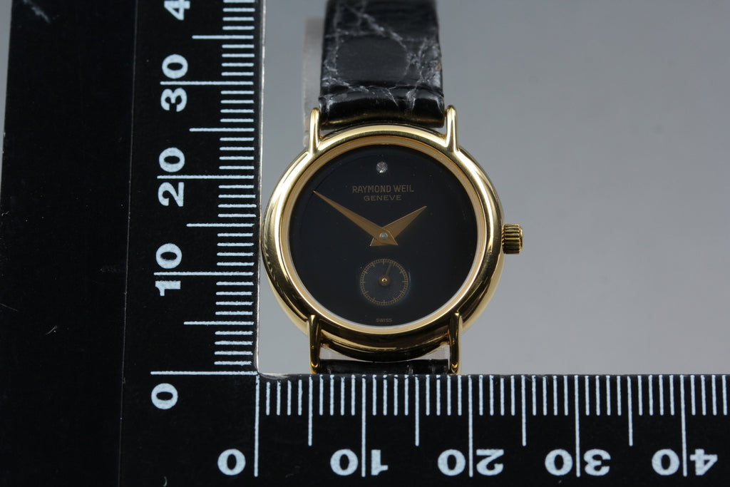 Near MINT Raymond Weil 23mm 9809 Quartz Black Dial Small Second Women's Vintage
