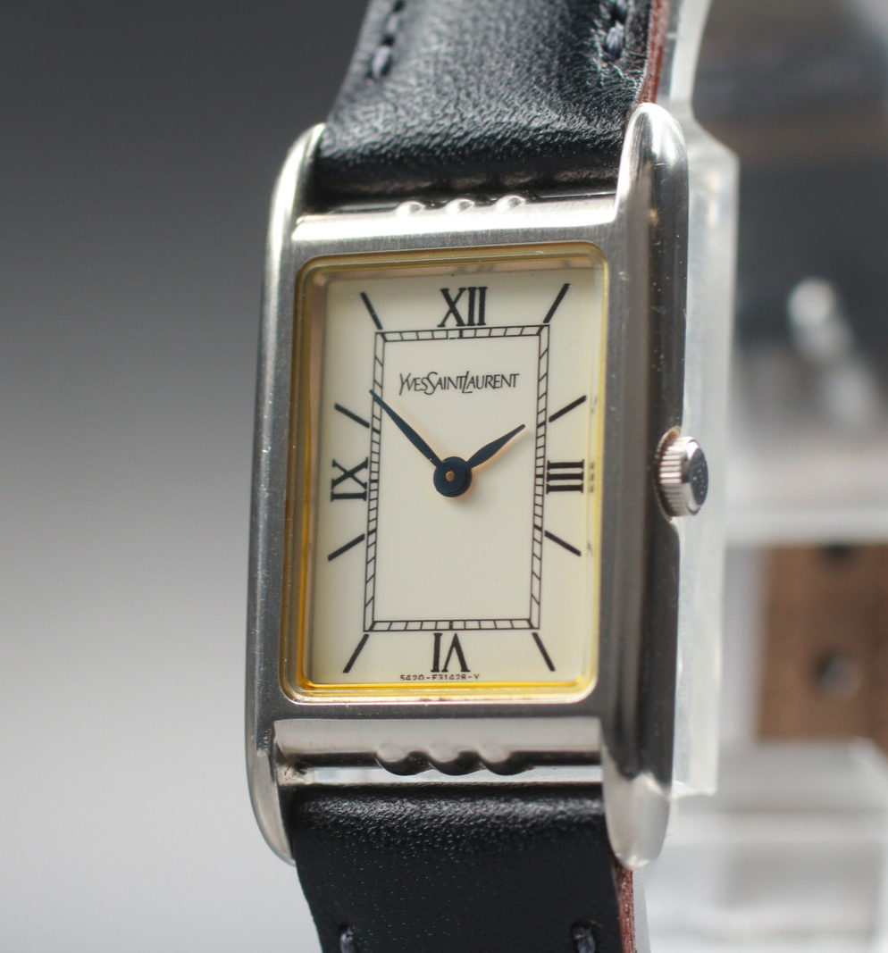 Near MINT Yves Saint Laurent 21mm 5420-F46657 Quartz Roman Tank Women's Vintage