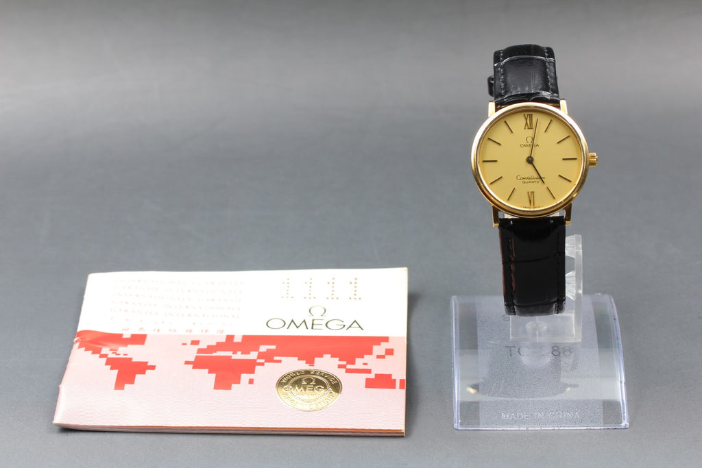 1977 Near MINT / Paper OMEGA Constellation 191.032 32mm Quartz Gold Men Vintage