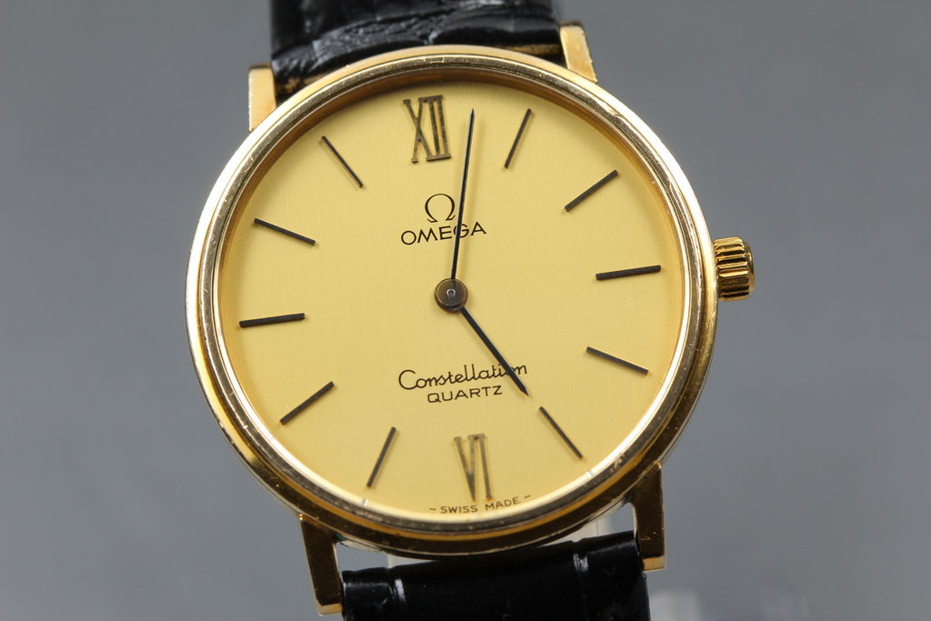 1977 Near MINT / Paper OMEGA Constellation 191.032 32mm Quartz Gold Men Vintage
