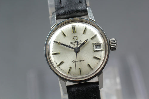 1970 Near MINT OMEGA Geneve 21mm 566.002 Automatic Cal.684 Silver Women Vintage