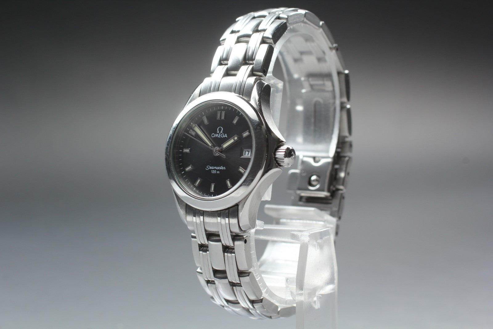 1998 Full Set Near MINT OMEGA Seamaster 120 28mm 596.1502 Quartz Women's Vintage