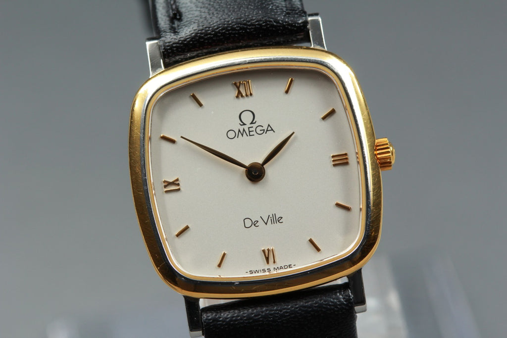 1993 Near MINT OMEGA De Ville 23mm 595.3111 Quartz Silver Roman Women's Vintage