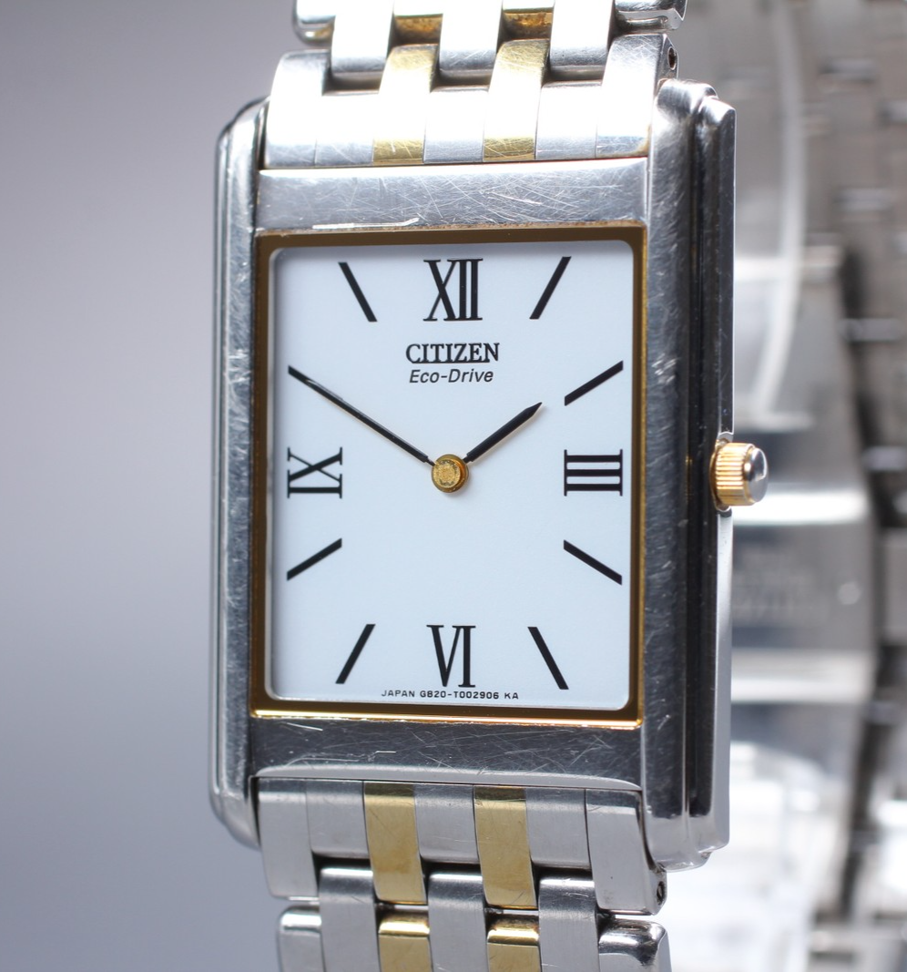 Near MINT CITIZEN Stiletto Eco-Drive 27mm G820-T001670 White Roman Tank Men's