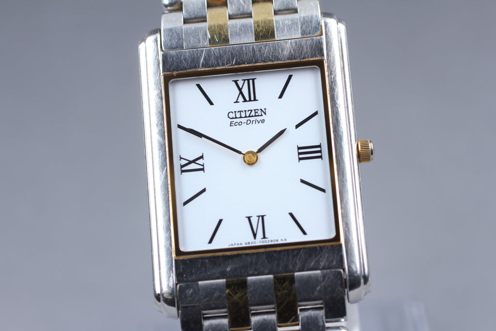 Near MINT CITIZEN Stiletto Eco-Drive 27mm G820-T001670 White Roman Tank Men's