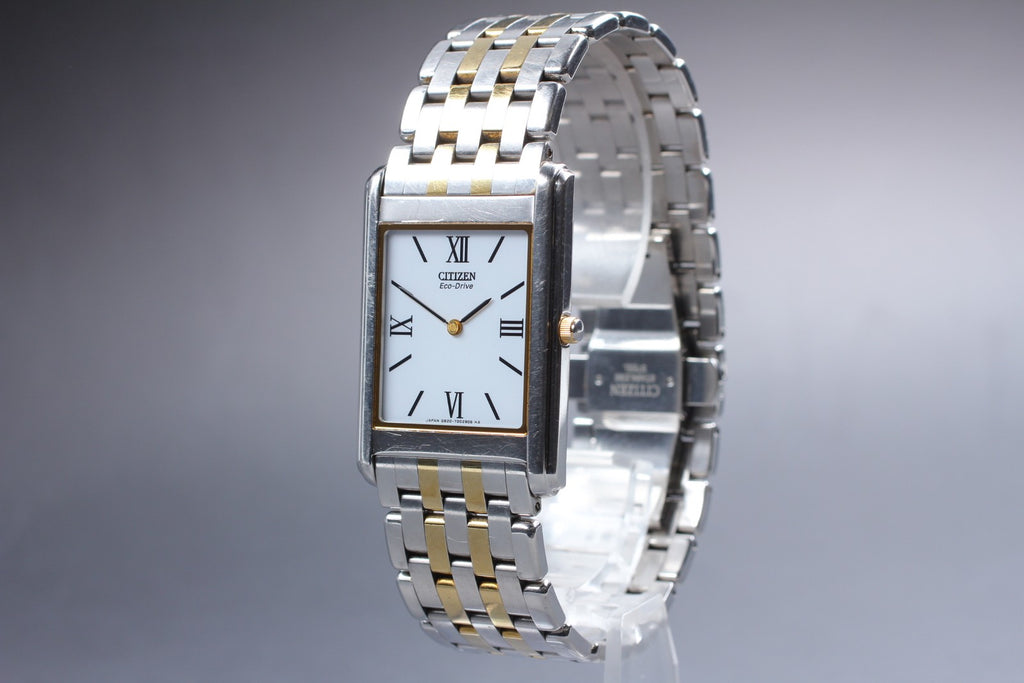 Near MINT CITIZEN Stiletto Eco-Drive 27mm G820-T001670 White Roman Tank Men's