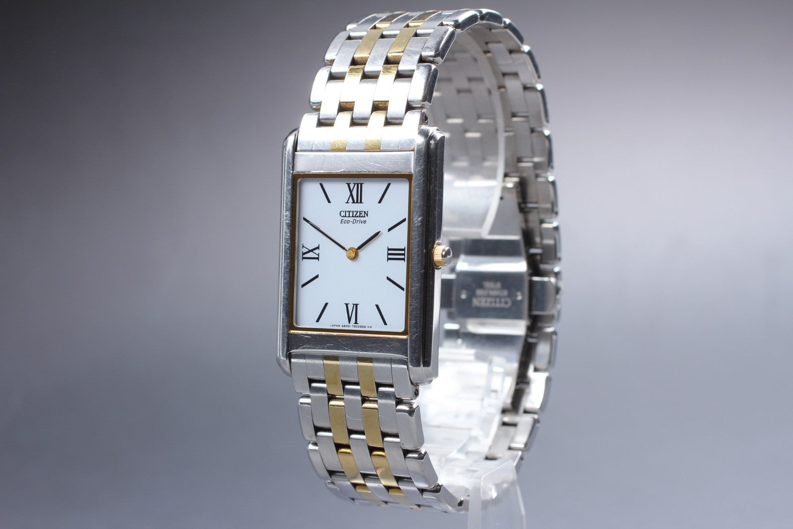Near MINT CITIZEN Stiletto Eco-Drive 27mm G820-T001670 White Roman Tank Men's