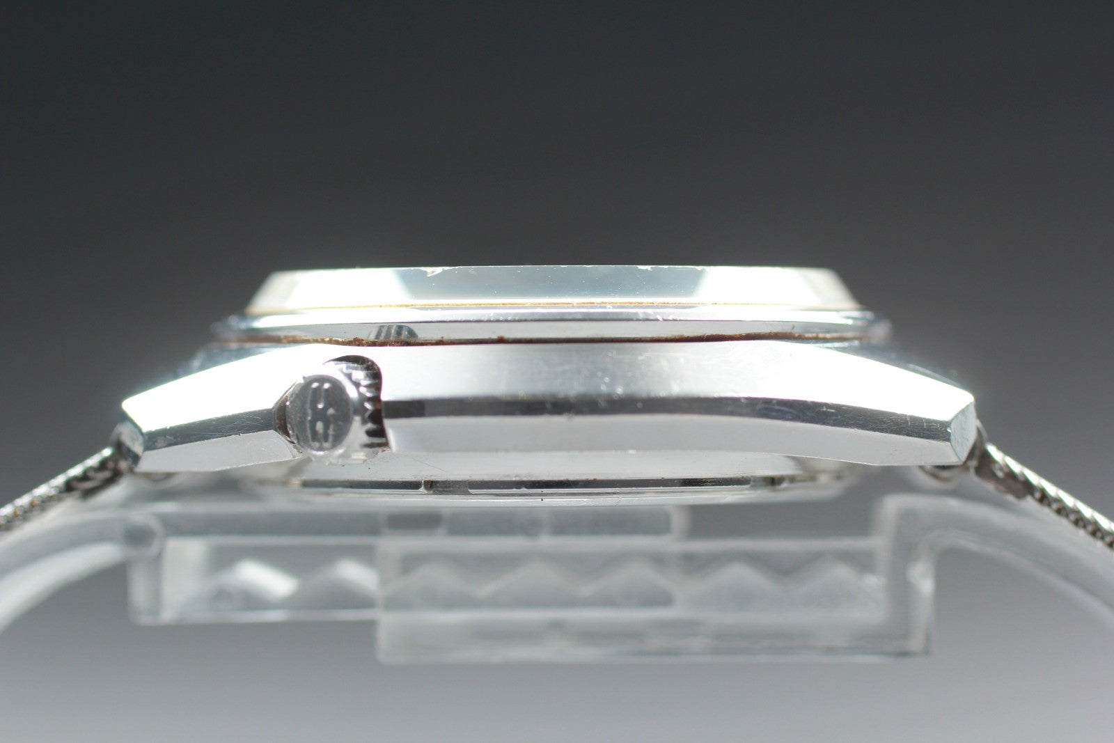 w/Box CITIZEN Tuning Fork Hisonic 3711 Sweep Second Silver Quartz Men's Exc+5