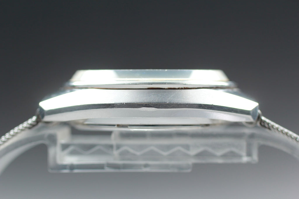 w/Box CITIZEN Tuning Fork Hisonic 3711 Sweep Second Silver Quartz Men's Exc+5