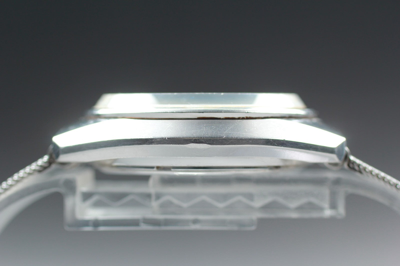 w/Box CITIZEN Tuning Fork Hisonic 3711 Sweep Second Silver Quartz Men's Exc+5