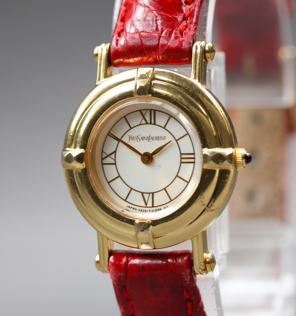 Yves Saint Laurent 5420-F46649 23mm White Roman Quartz Women's Vintage Exc+5